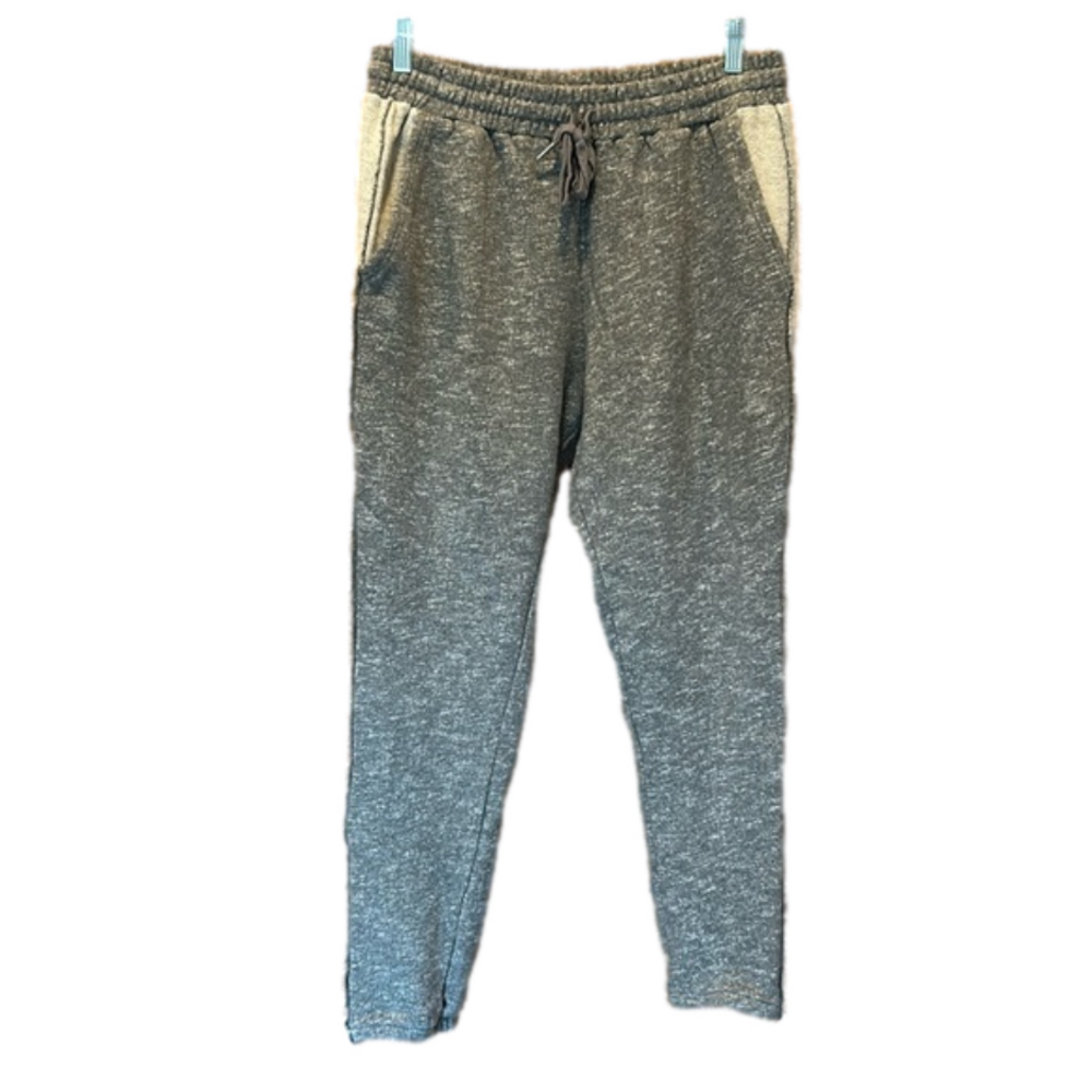 FATE Women's Grey Jogger Sweatpants with White Terrycloth Stripe Size Large